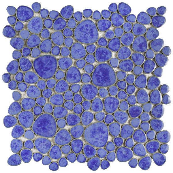Boulder Random Sized Porcelain Pebble Tile in Blue Cloud by EliteTile