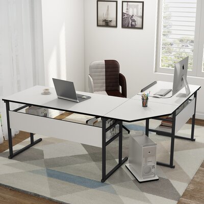 L-Shape Desk Inbox Zero Color (Top/Frame): White, Size: 29.13'' H x 50.4'' W x 41.33'' D