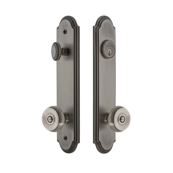 Arc Tall Plate Single Cylinder One Piece Knobset with Bouton Knob by Grandeur