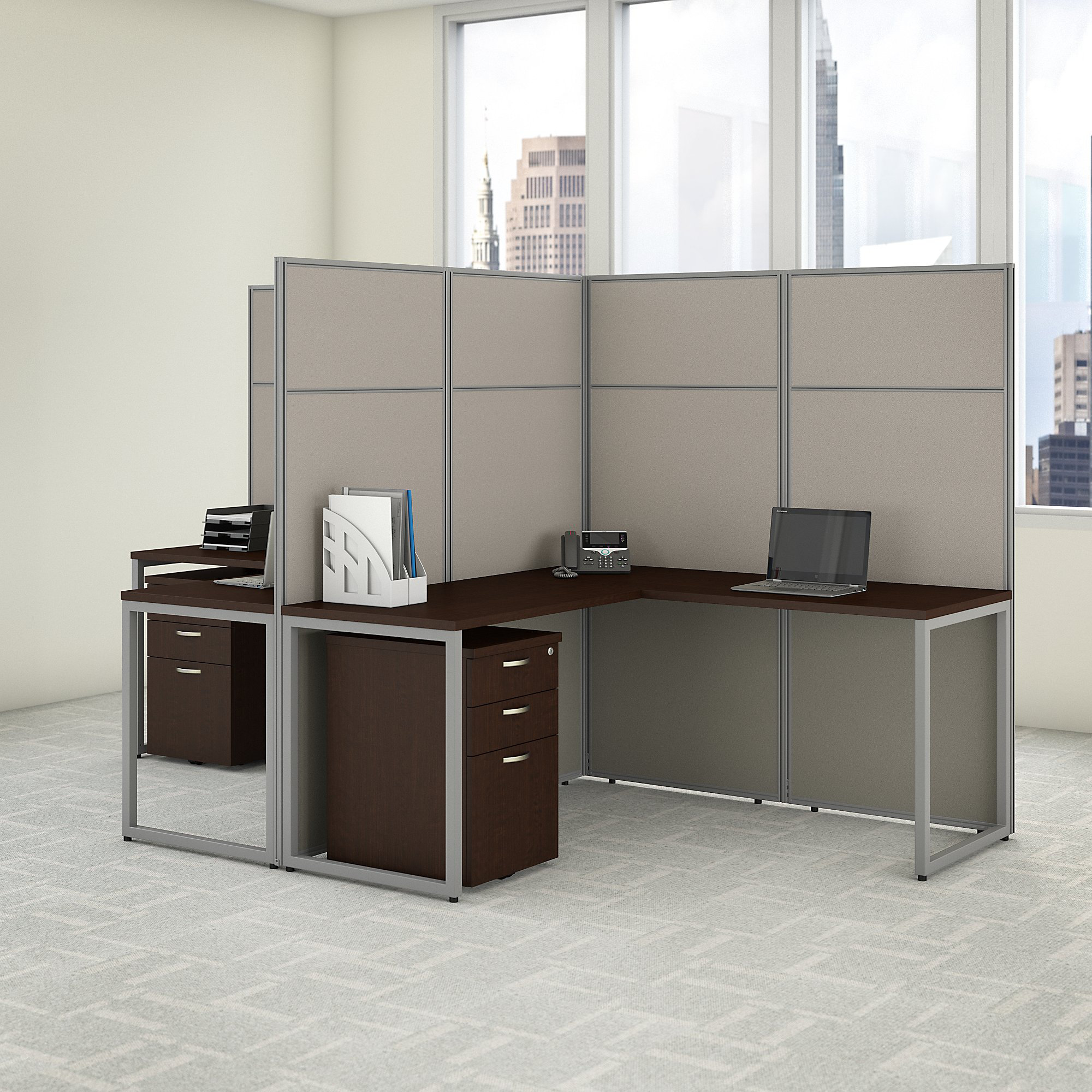 Bush Business Furniture Easy Office 2 Person L Shaped Desk With Easy Office 2 Person L Shaped Desk
