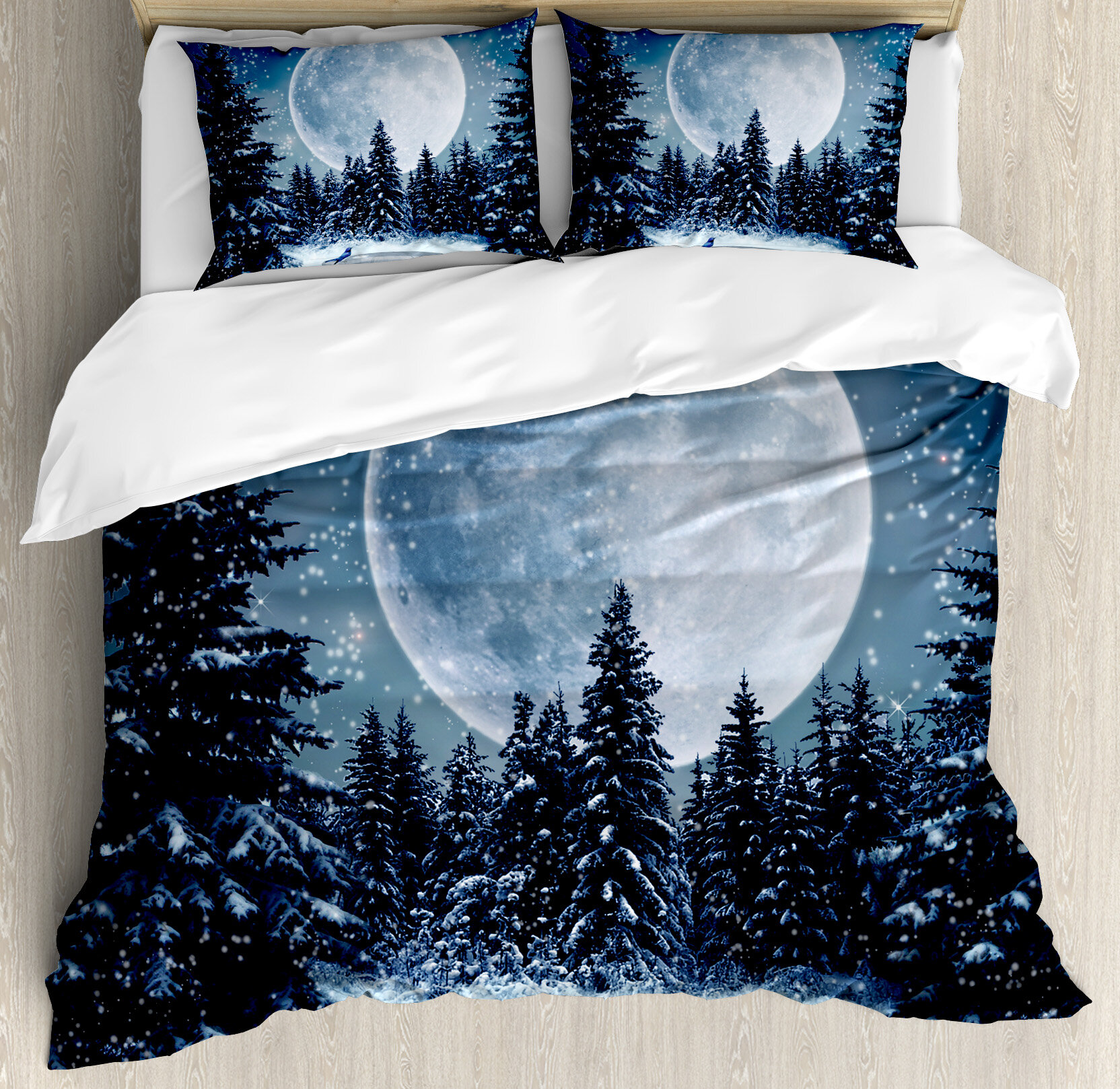 East Urban Home Winter Dreamy Night With A Big Full Moon And Stars