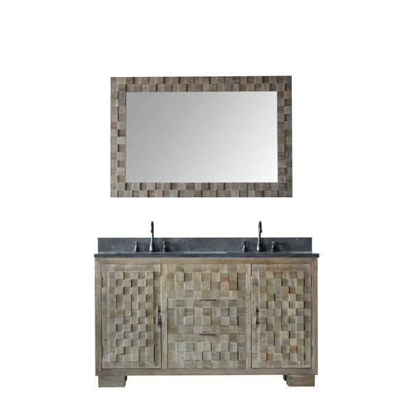 Qing Solid Elm 60 Double Bathroom Vanity Set with Mirror by Bayou Breeze