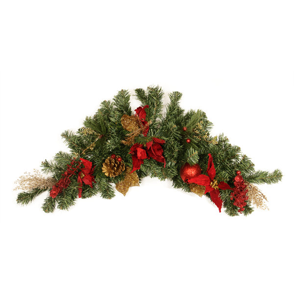 Northlight Pre Decorated Pine Poinsettia Eucalyptus And Pine Cone