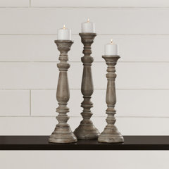 no spike Parlane Mango Wood Candle Holder Candlestick 20cm for Pillar Candle