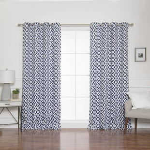 Navy Lattice Curtains Wayfair