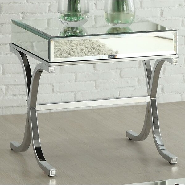 Khalid Mirrored Top End Table By Rosdorf Park