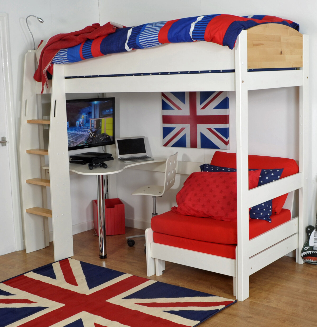 Zoomie Kids Jodi European Single L Shaped Bunk Bed With Desk