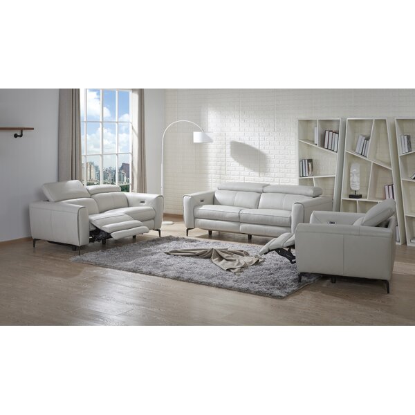 Nakale 3 Piece Leather Reclining Living Room Set By Orren Ellis