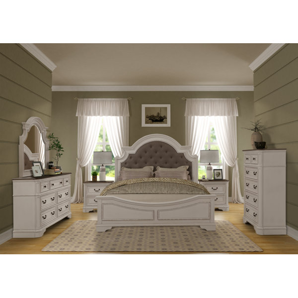 New Lilia Oak Wood Standard 4 Piece Bedroom Set By One Allium Way 2019 Sale