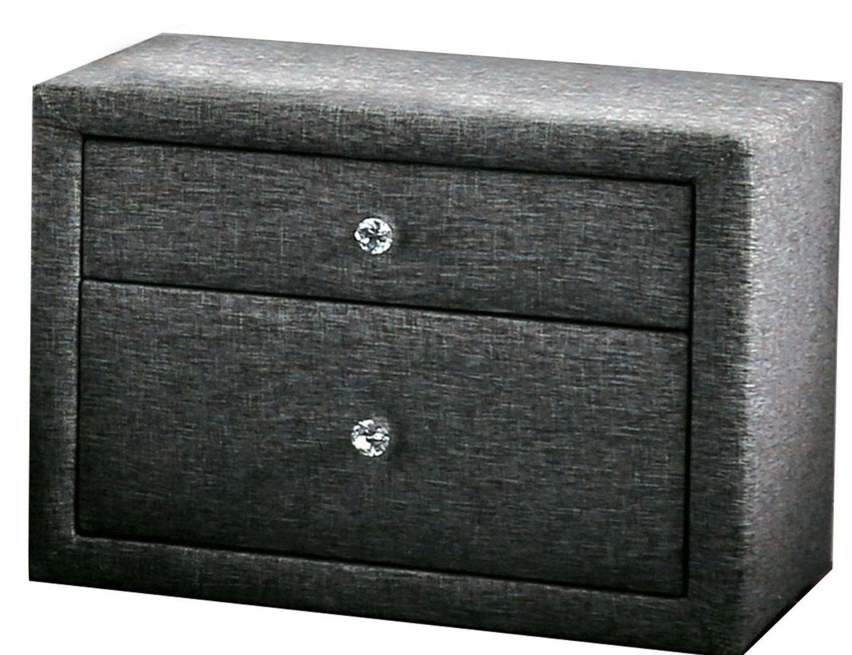 Latitude Run Fabric Upholstered 2 Drawer Wooden Nightstand With
