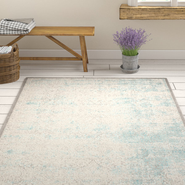 Auguste Turquoise/Ivory Area Rug by One Allium Way