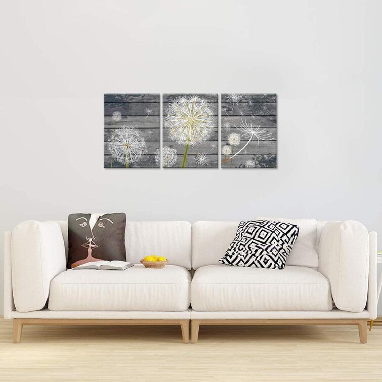 Blue black daisy flower 3PC Panels framed canvas picture home decor wall Art