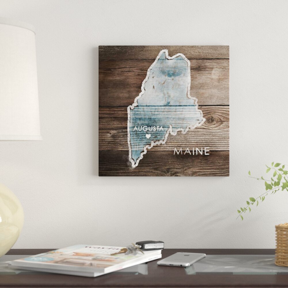 East Urban Home Maine Rustic Map Graphic Art Print On Canvas