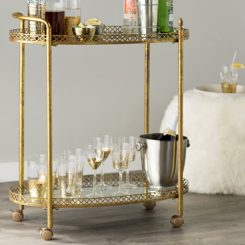 Royse Mirrored Bar Cart