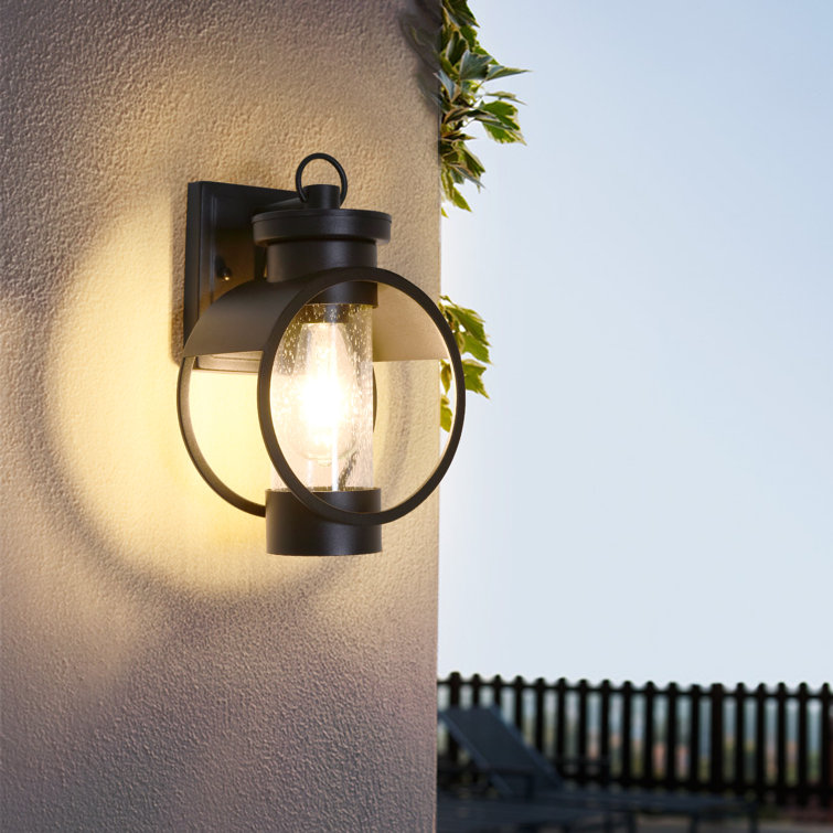 Aderyn Black 11.8'' H Outdoor Wall Lantern with Dusk to Dawn Beachcrest Home