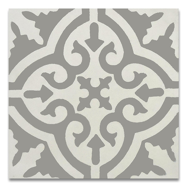 Argana 8 x 8 Handmade Cement Tile in Gray and White by Moroccan Mosaic
