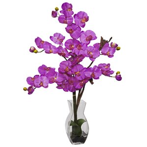 Phalaenopsis with Vase Silk Flower Arrangement in Orchid