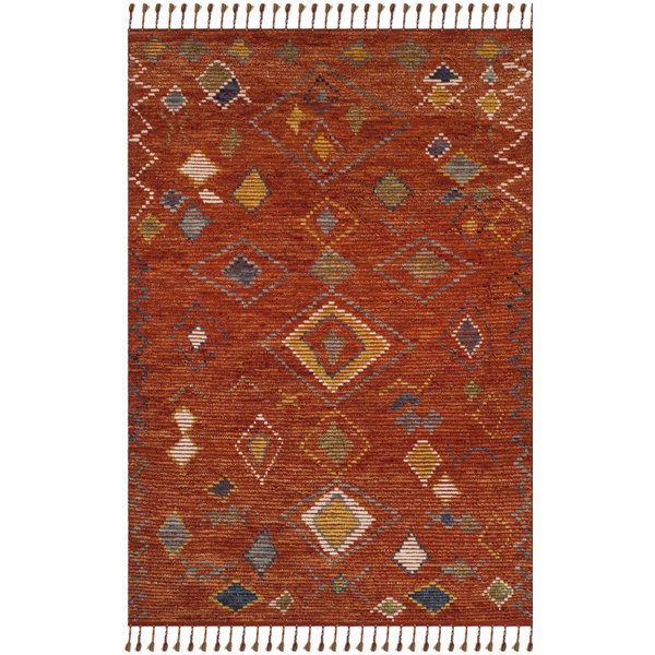 Glenoe Hand-Knotted Red Area Rug by Bloomsbury Market