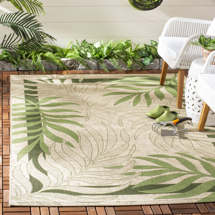 Whitner Cream Green Indoor Outdoor Area Rug Whitner Cream Green Indoor Outdoor Area Rug