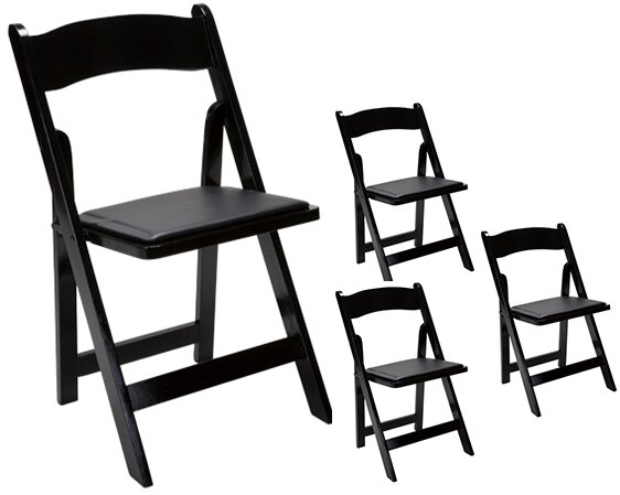 Oakwood Vinyl/Wood Padded Folding Chair (Set of 4) by Event Equipment Sales