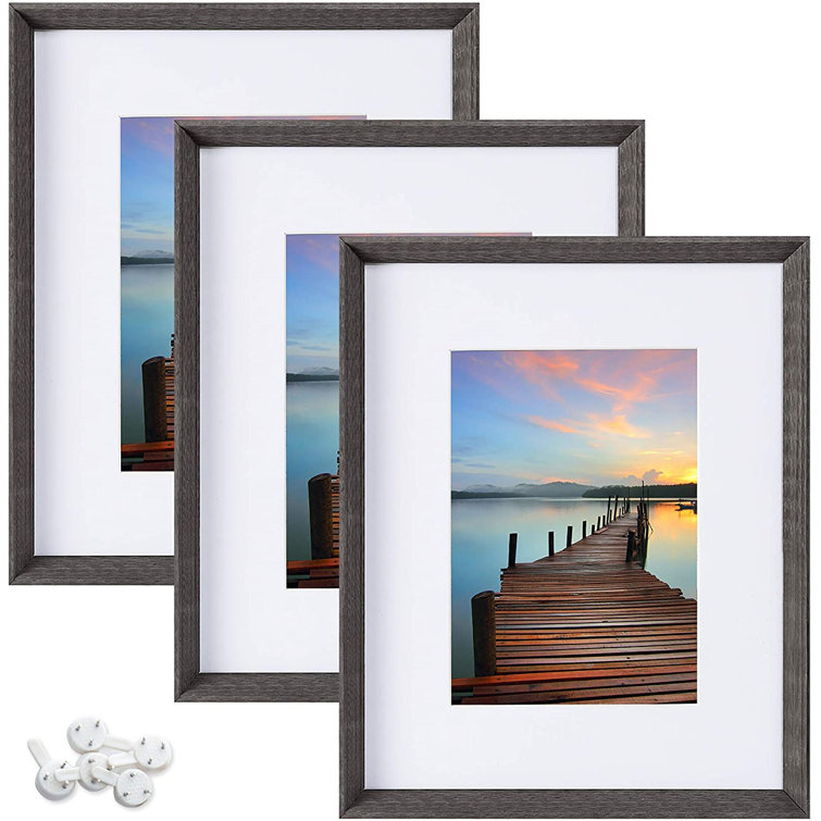August Grove Picture Frame With High Definition Glass Face Rustic Photo Frames Collage For Wall Or Tabletop Display Set Of 3 Wayfair