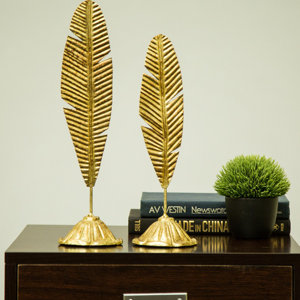 Cheshire Metal Leaf Table Du00e9cor 2 Piece Sculpture Set