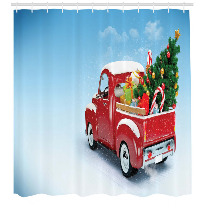 The Holiday Aisle Christmas Red Truck Xmas Tree Single Shower