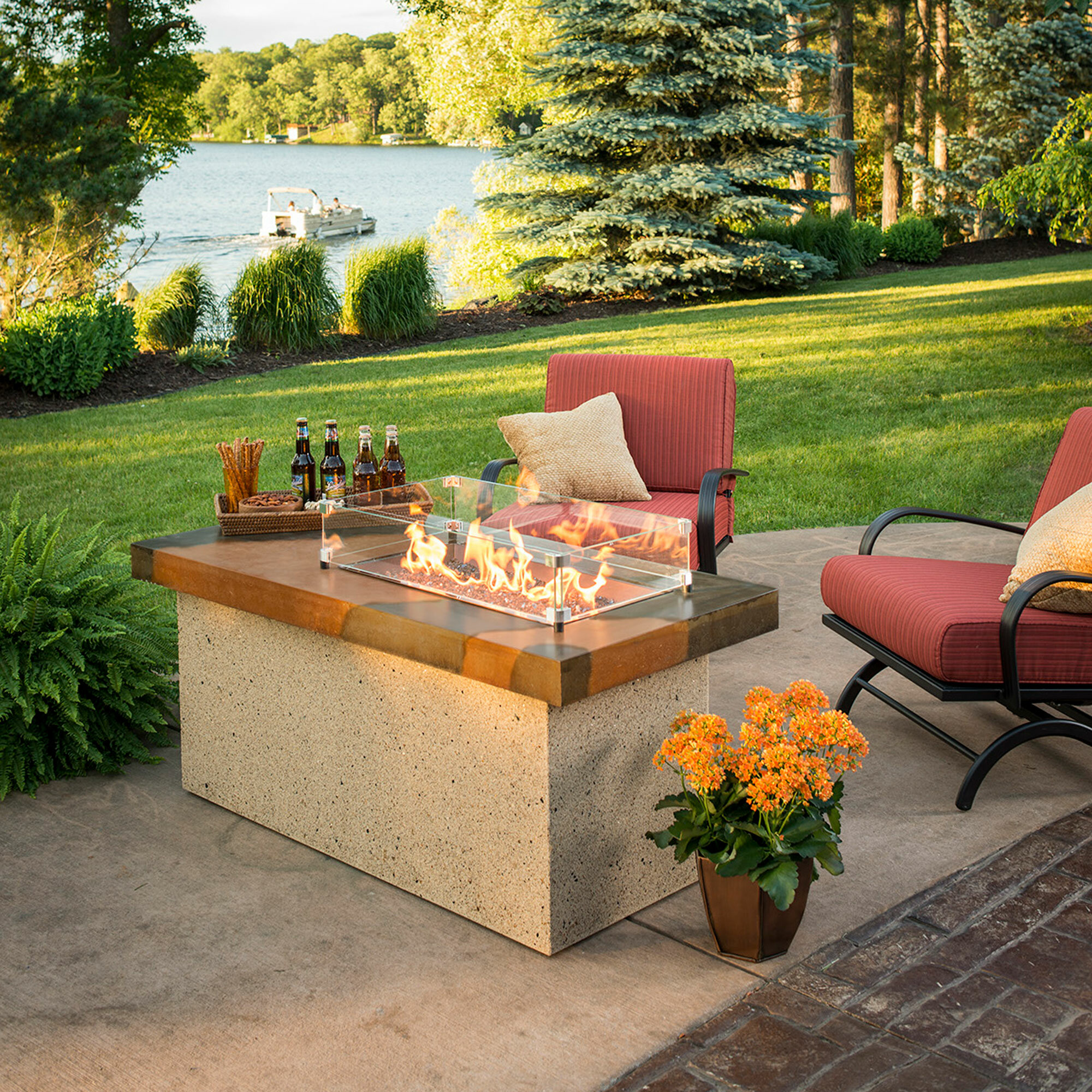 The Outdoor Greatroom Company Artisan Linear Stone Propane Fire