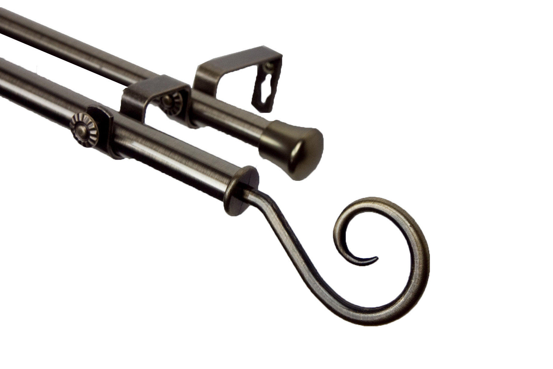 Rod Desyne Modern Curl Double Curtain Rod And Hardware Set