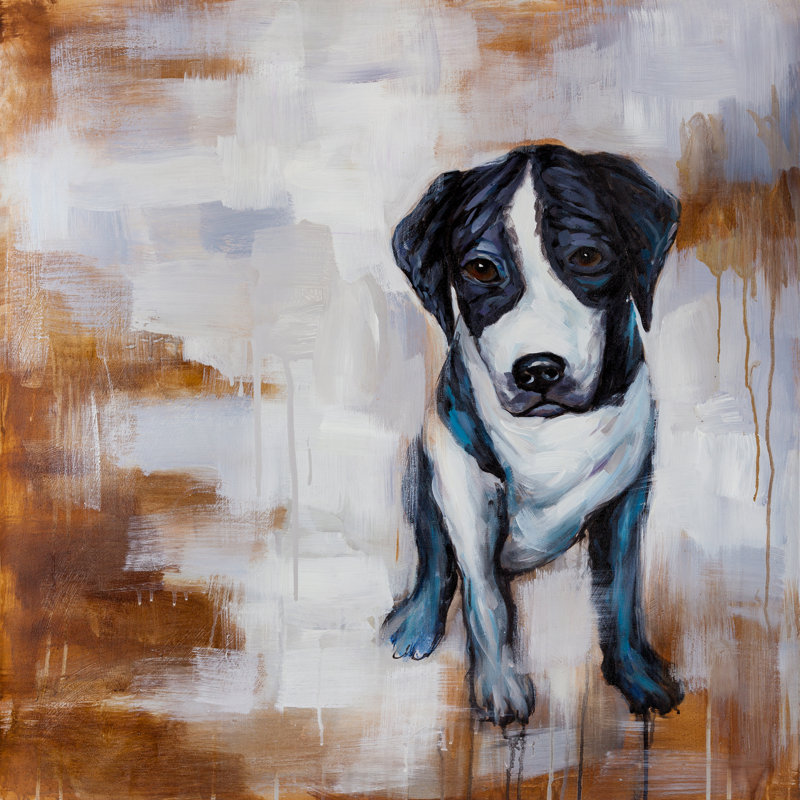 Winston Porter Sitting Dog Oil Painting Print On Wrapped Canvas