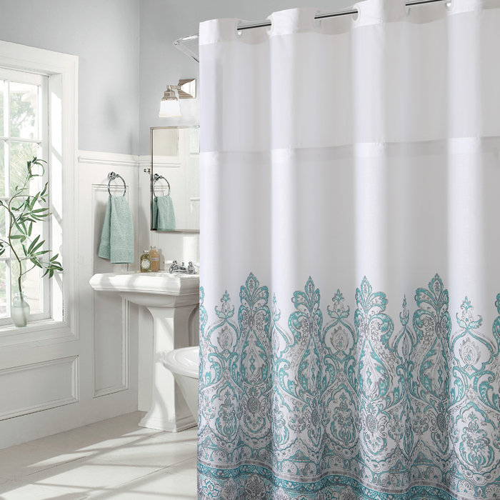 Hookless Damask Border Print Shower Curtain Reviews Wayfair Ca