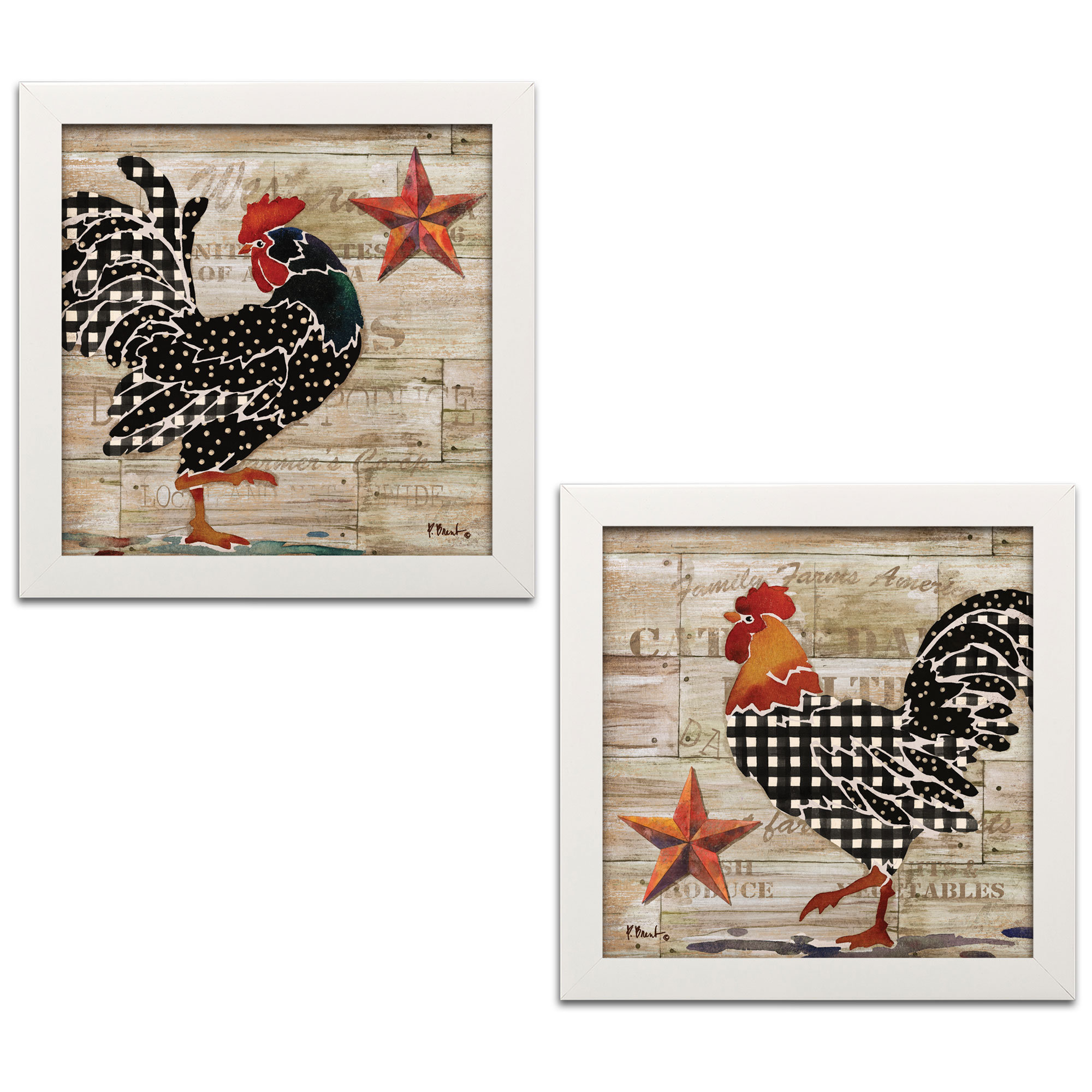 August Grove Farmhouse Kitchen Décor Rooster Barnstar 2 Piece August Grove Farmhouse Kitchen Décor