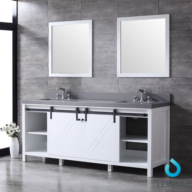 Gracie Oaks Schmidt 80" Double Bathroom Vanity Set with ...