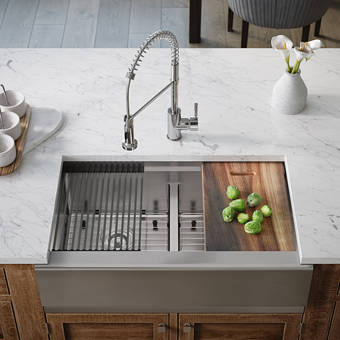 Kbp Home Stainless Steel Handmade Farmhouse Kitchen Sink Drop In Double Bowl 33x20x10 Wayfair