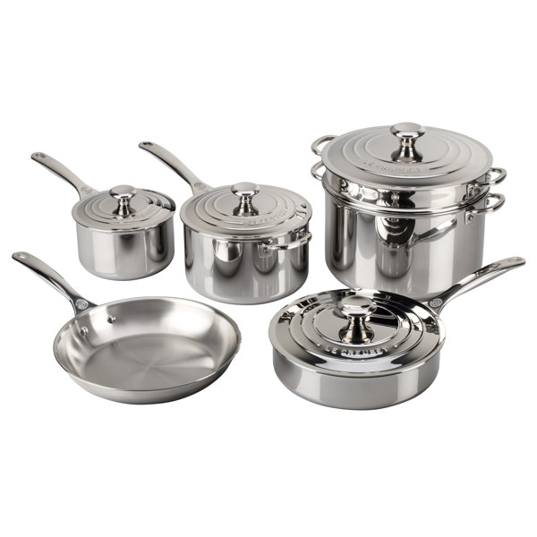 Stainless Steel 10-Piece Cookware Set by Le Creuset