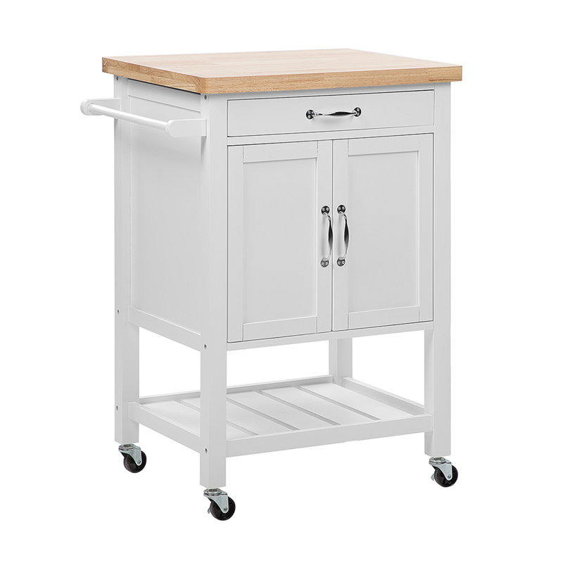 August Grove Hunter Kitchen Trolley With Solid Wood Top Wayfair August Grove Hunter Kitchen Trolley