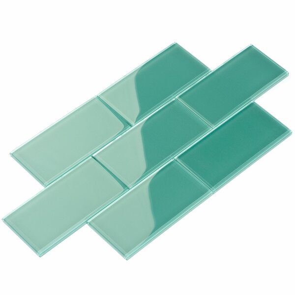 3 x 6 Glass Subway Tile in Teal by Giorbello