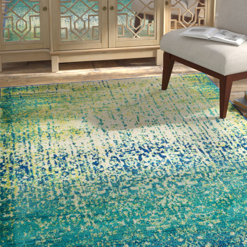 Bungalow Rose Cedro Abstract Blue/Green Area Rug & Reviews | Wayfair