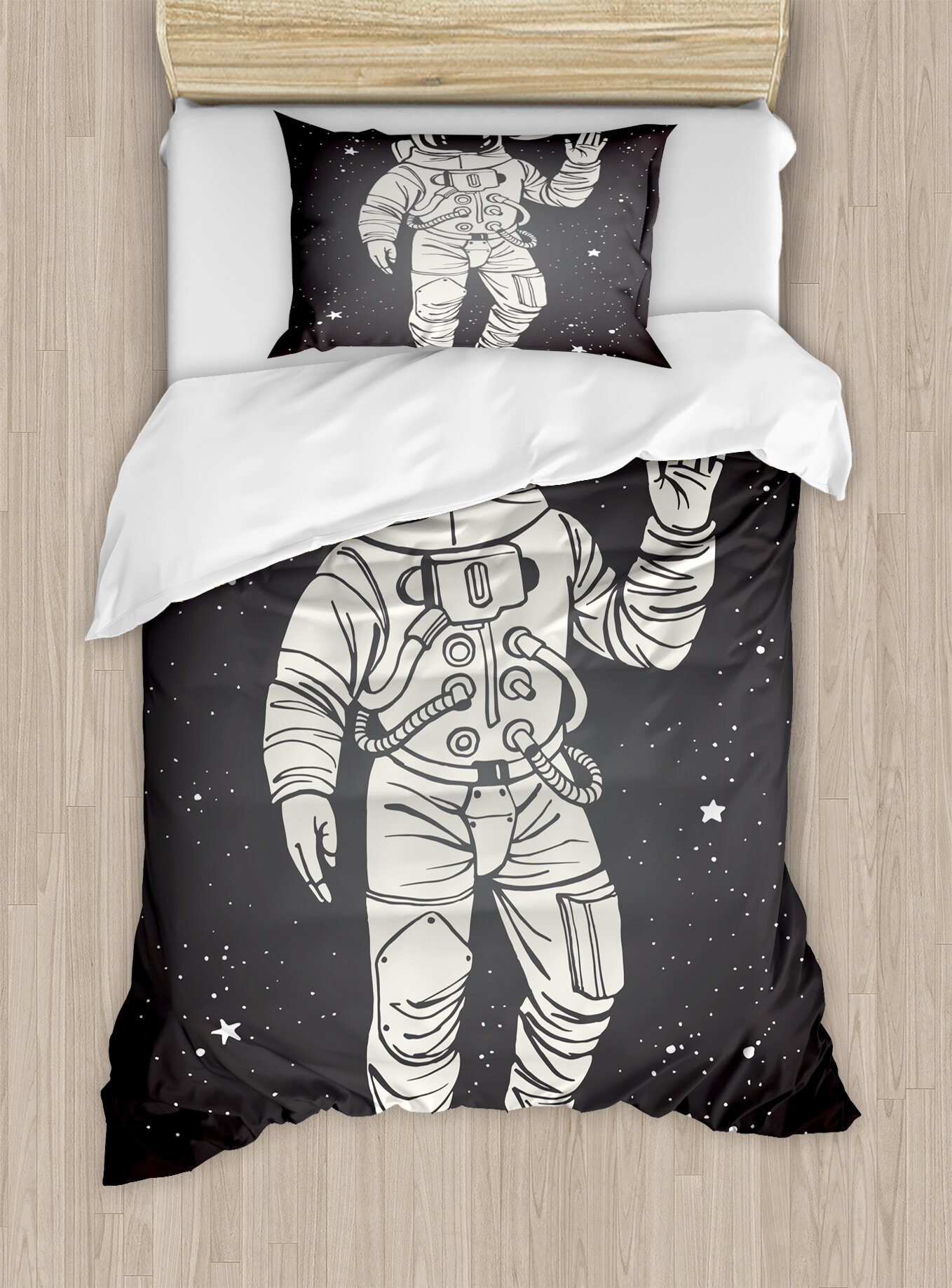Ambesonne Outer Space Pop Art Astronaut Saluting With Speech