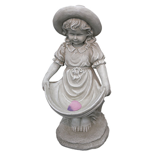 Statue Girl Hold up Skirt Bird Bath Design Toscano