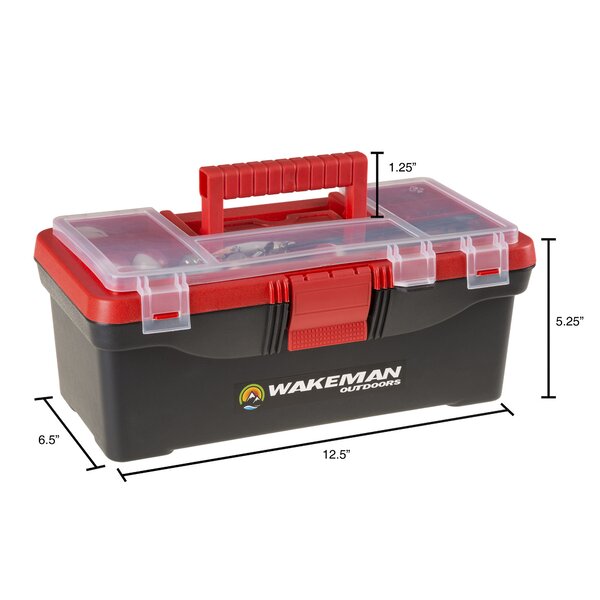 Wakeman pêche Single Tray Tackle Box 55 PC Tackle Kit facile à transporter couleur rouge