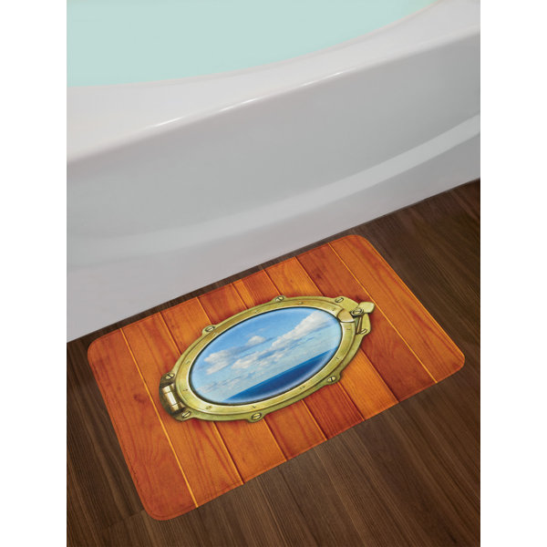 East Urban Home Ambesonne Nautical Bath Mat Porthole Wooden