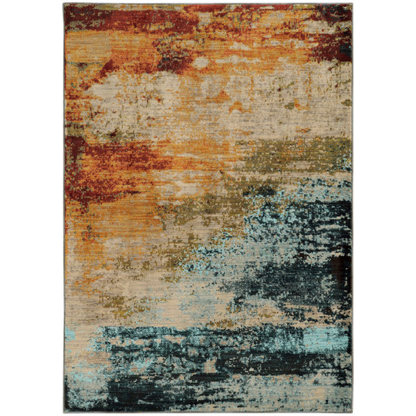 Haugan Abstract Blue/Red Area Rug by Trent Austin