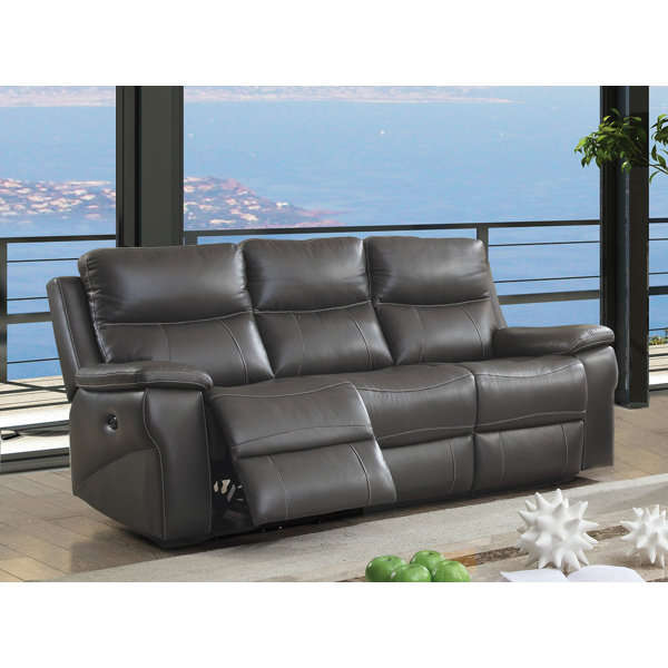 Faulks Leather Reclining Sofa By Red Barrel Studio New Design
