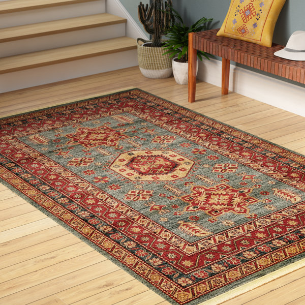 Valley Red/Light Blue Area Rug by World Menagerie
