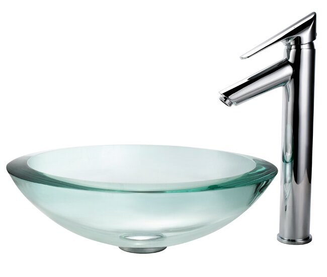 Kraus Clear Glass Glass Circular Vessel Bathroom Sink & Reviews | Wayfair