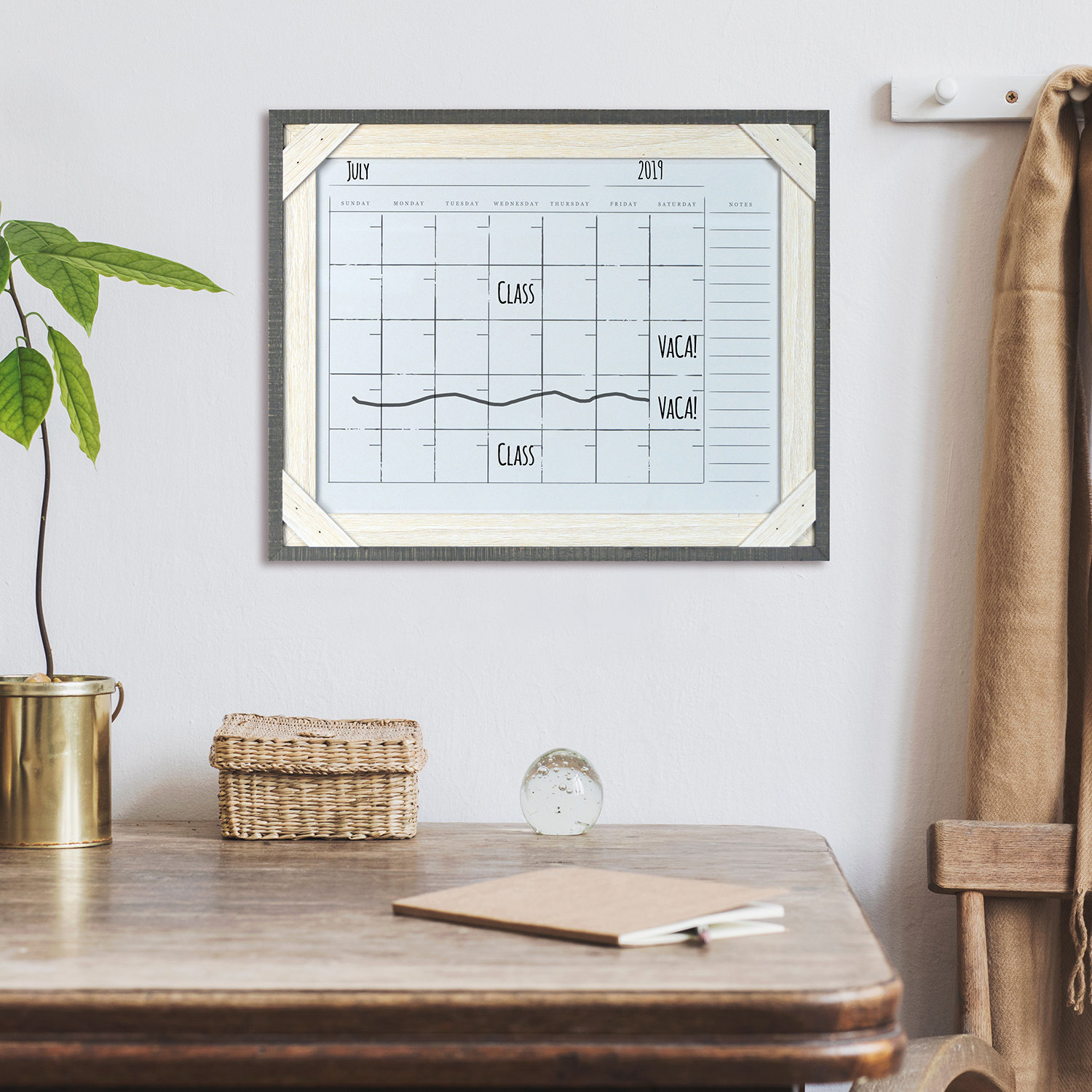 Gracie Oaks Reclaimed Crosshatch Wood Frame Calendar Board Wayfair