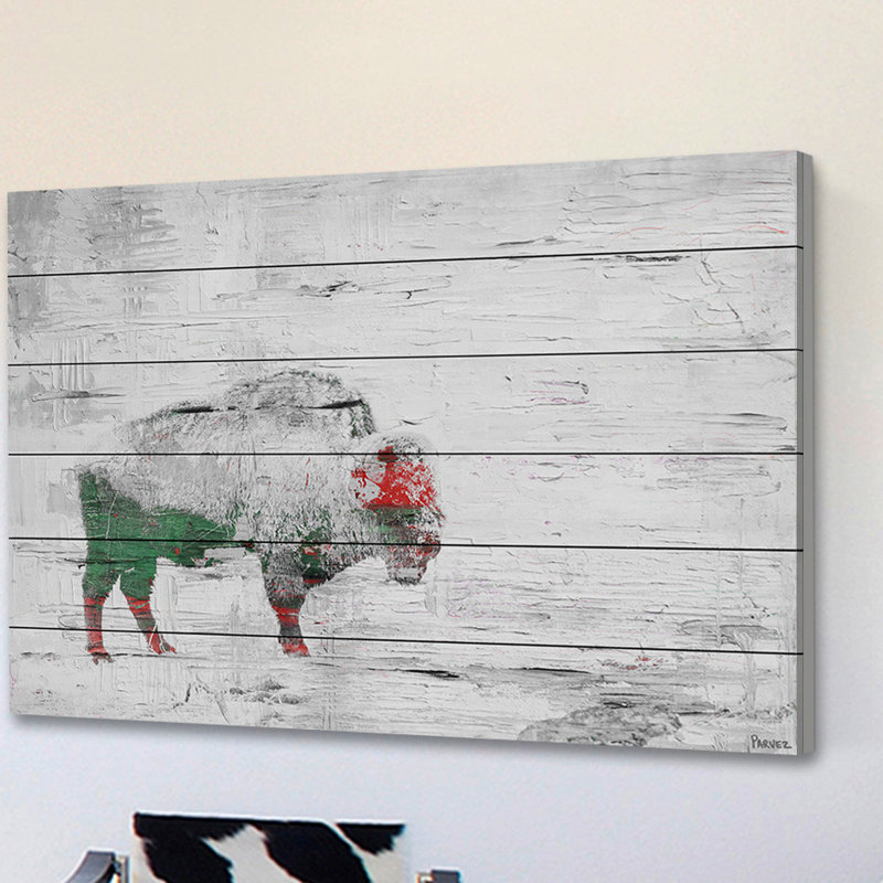 Parveztaj Snow Buffalo By Parvez Taj Acrylic Painting Print On