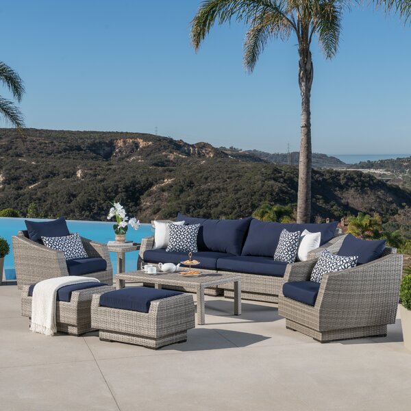 Castelli 8 Piece Rattan Sofa Seating Group with Cushions by Wade Logan
