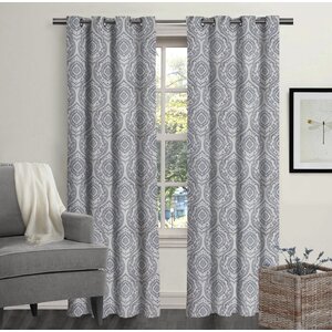 Mccarthy Ikat Semi-Sheer Grommet Curtain Panel (Set of 2)